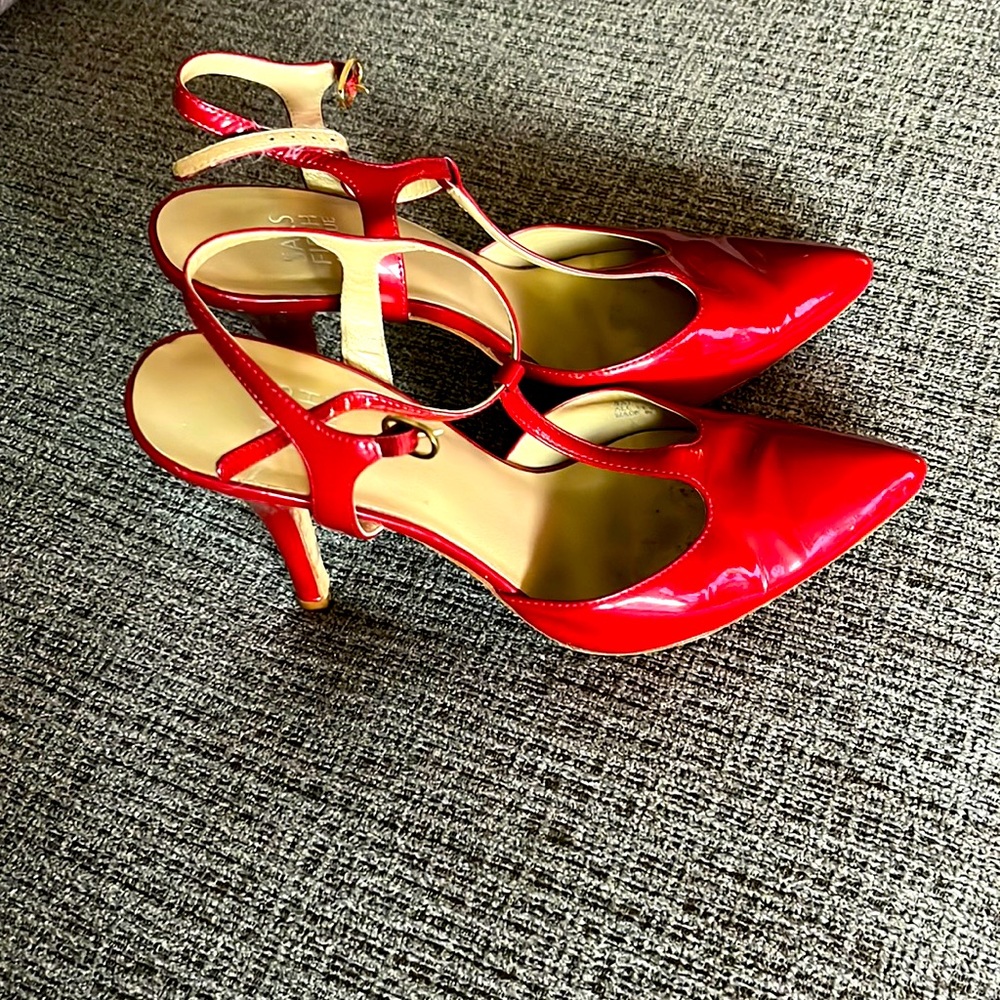 Saks Fifth Ave Red Patent Leather Heels
